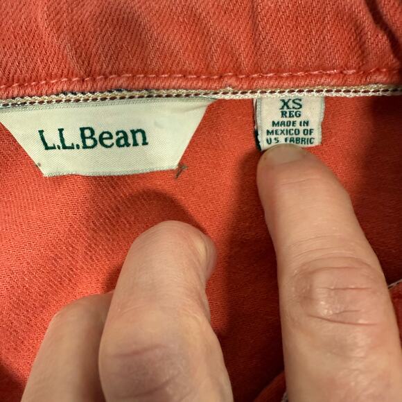 L.L. Bean Women's XS Orange Denim Jean Jacket Button Front Classic Fit - Picture 6 of 10